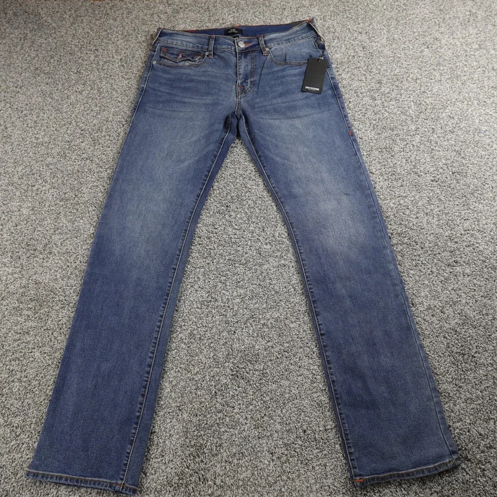 NEW True Religion Jeans Mens 32X34 Dark Blue‎ Denim Pants Ricky Relaxed Straight